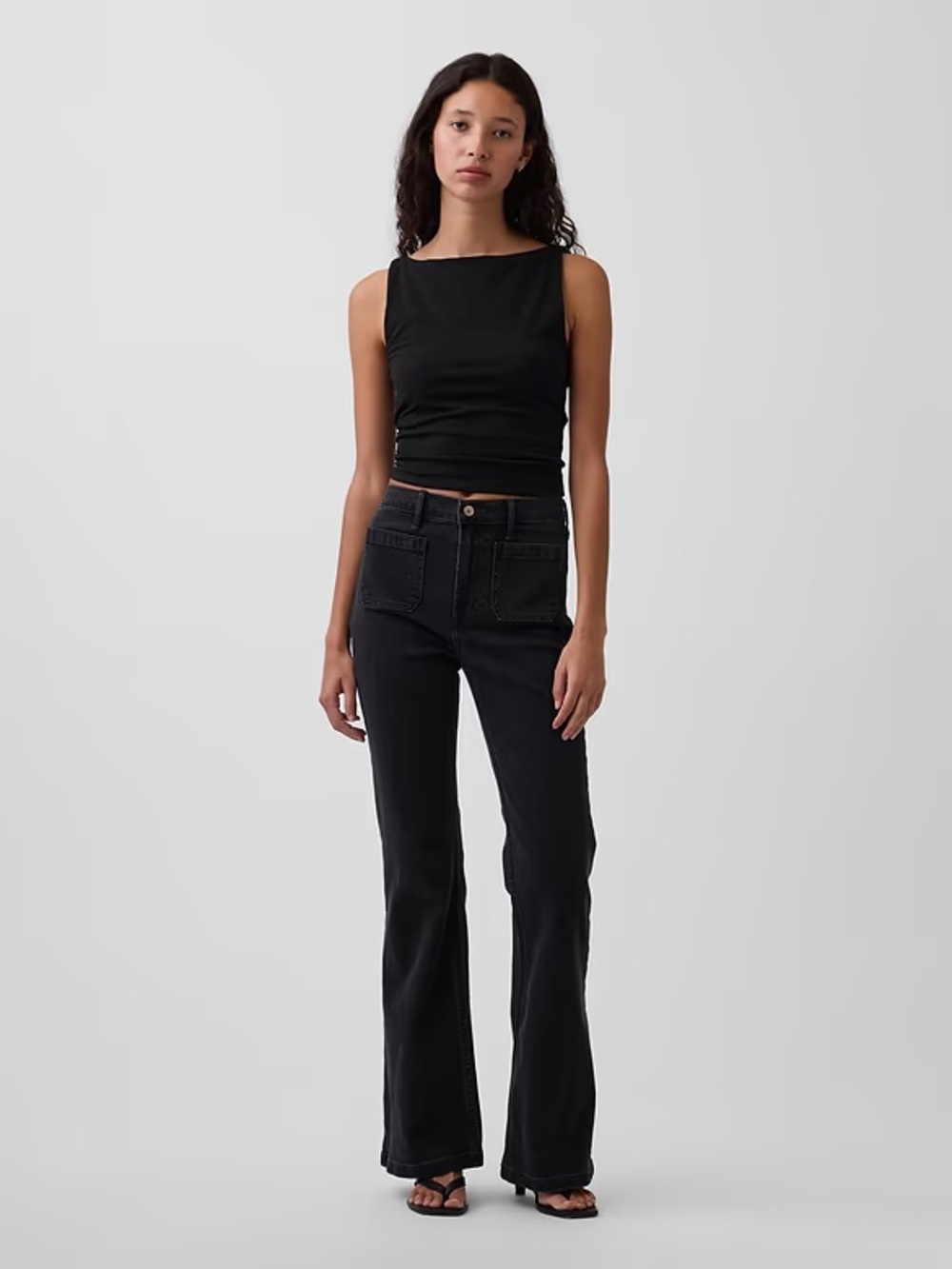 GAP Black Flare High-Rise Jeans Sz 32/14